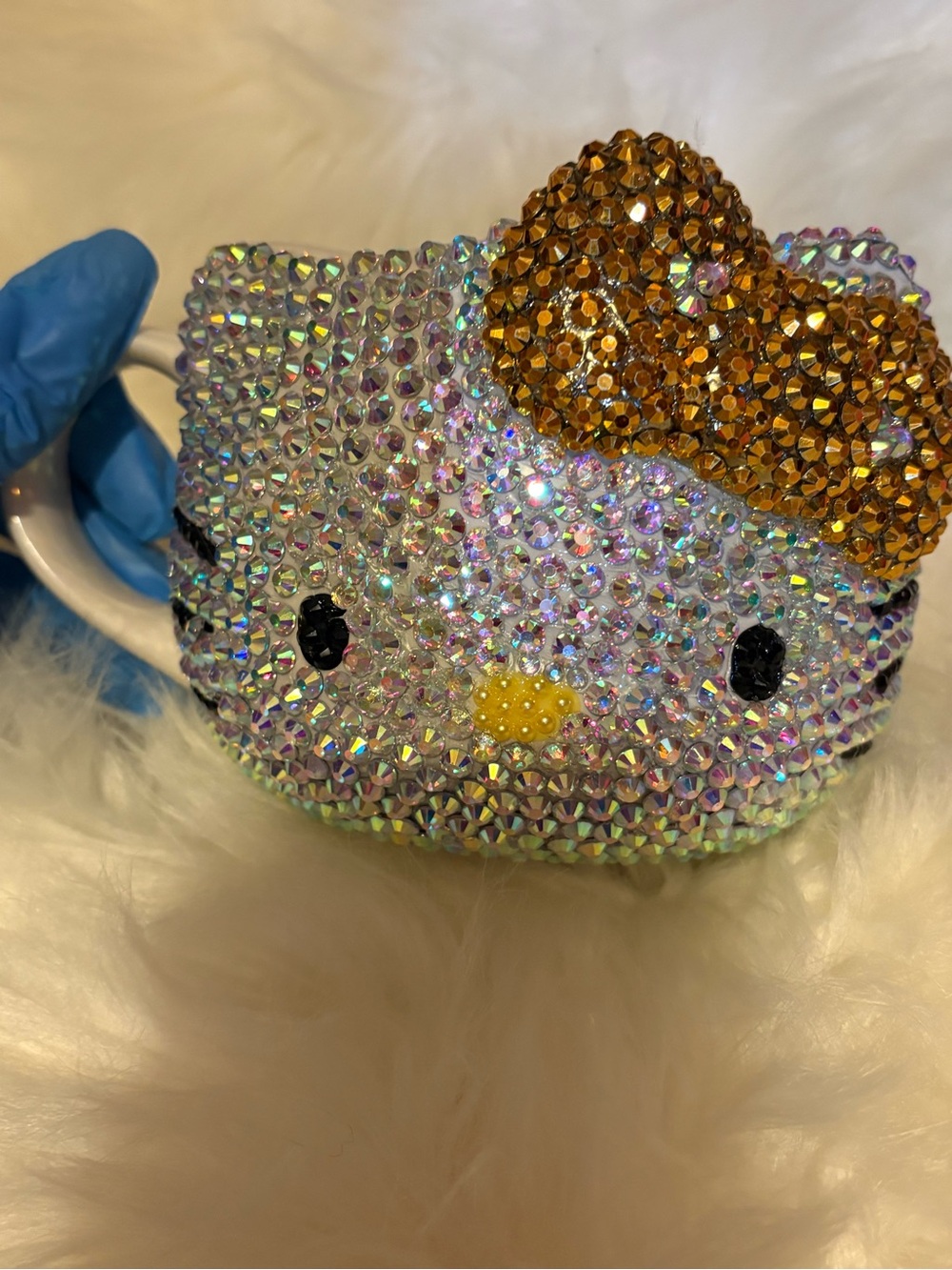 Hello Kitty Kids Rhinestone Crossbody Bag - Iridescent with Gold Bow